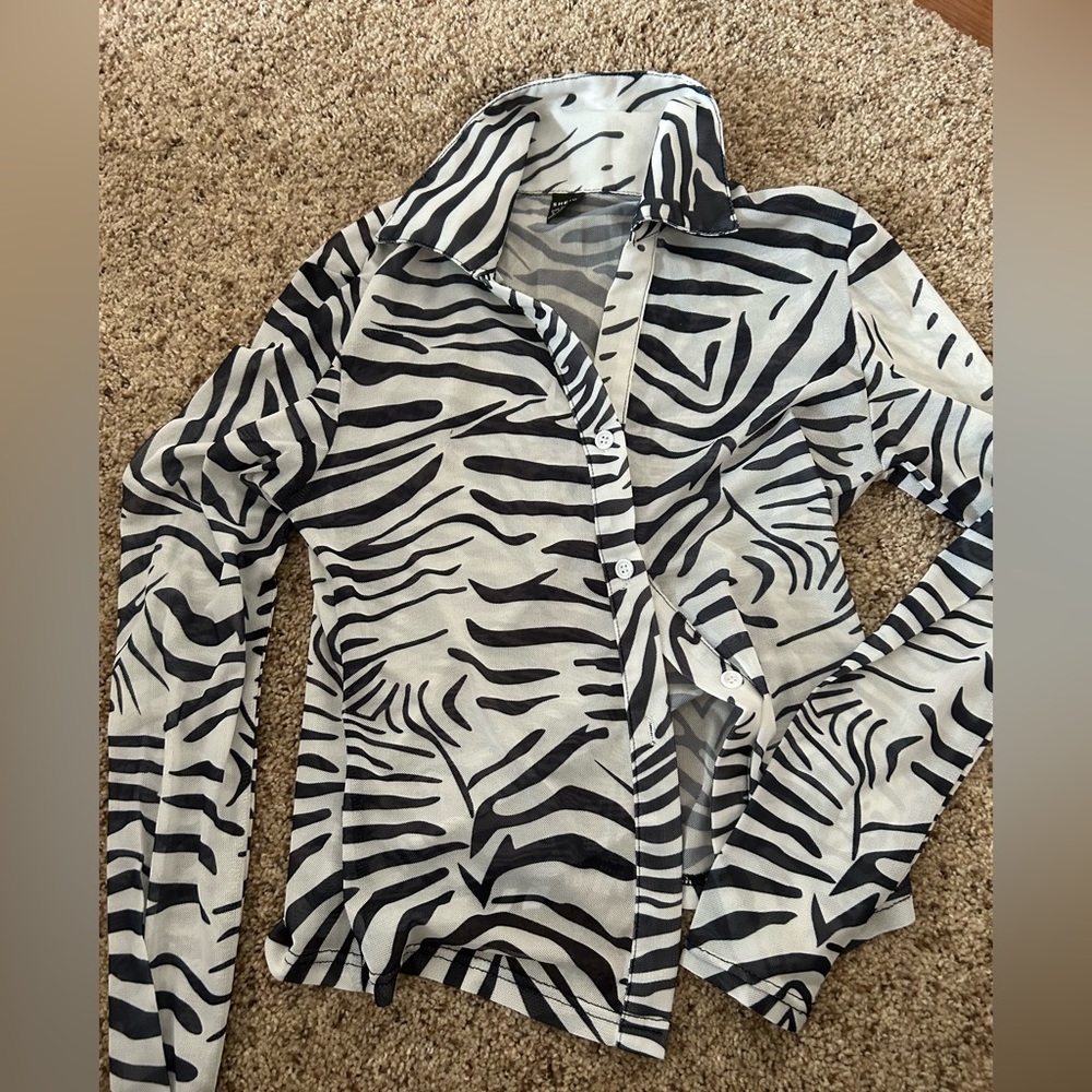 Zebra button up shirt from shein